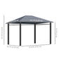 Polycarbonate Hardtop Gazebo Canopy, Outdoor Patio Gazebo with Aluminum Frame & Curtains, Dark Grey