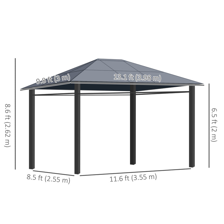 Polycarbonate Hardtop Gazebo with Aluminum Frame & Curtains