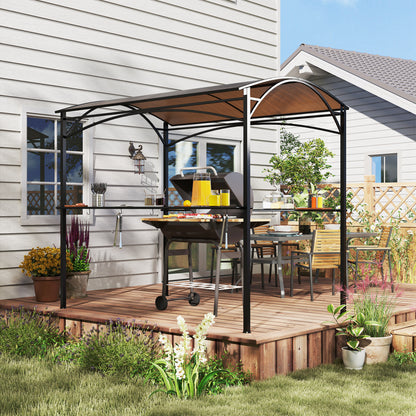 8' x 5' Hardtop Grill Gazebo with PC Board Roof & Side Shelves