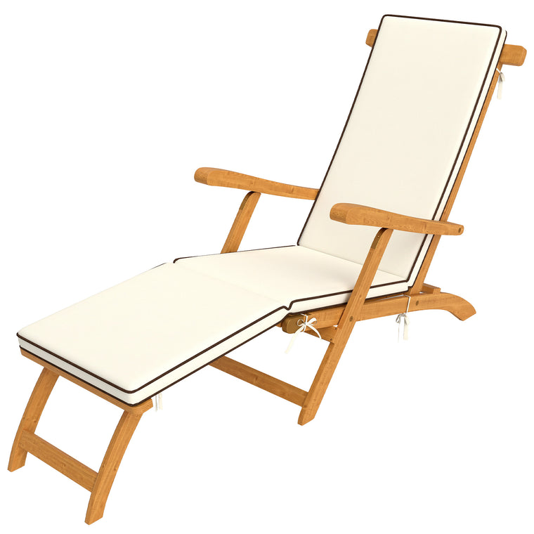 Folding Acacia Wood Lounge Recliner with Footrest