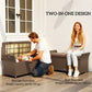 2-In-1 Outdoor Storage Bench, 29 Gallon Wicker Deck Box with Handles and Cushion, Tan