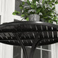 26" Round Patio Table, Outdoor Side Table with Steel Frame and Slat Tabletop for Garden, Balcony, Black