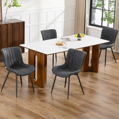 PU Leather Dining Chairs Set of 4 with Steel Legs