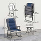 3pc Patio Foldable Rocking Chair Set, Outdoor Rocking Chairs and Table Bistro Set w/ Padded Seat, Headrest, Backrest for park, backyard, garden, Blue