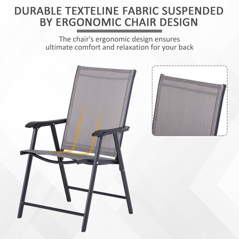 Grey 4-Piece Folding Chair Set with Armrests