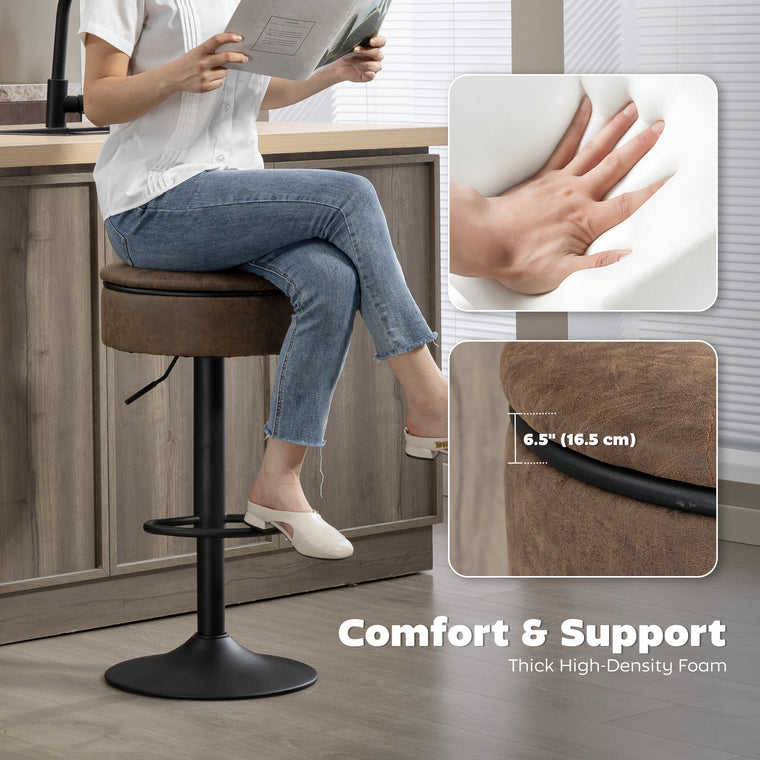 Swivel Bar Stools Set of 2 with Storage