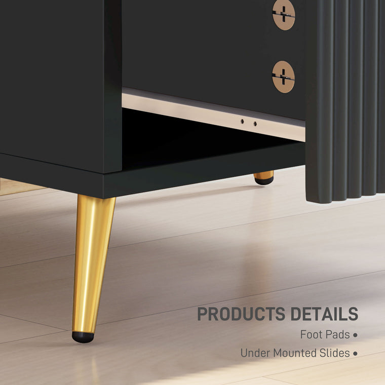 Nightstand with 2 Drawers & Metal Legs