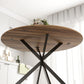 47" Round Kitchen Table for 4, Industrial Dining Table with Steel Legs for Dining Room, Dark Brown and Black