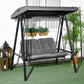 2-Seater Outdoor Porch Swing with Adjustable Canopy, Patio Swing Chair for Garden, Poolside, Backyard, Dark Blue - Dark Grey