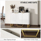 Sideboard Buffet Cabinet with Adjustable Shelves, Living Room Cabinet, TV Cabinet for 50 Inch TV, White