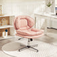 Criss Cross Chair, Armless Wide Office Chair with Leathaire Upholstery, Tilting, No Wheels, Pink