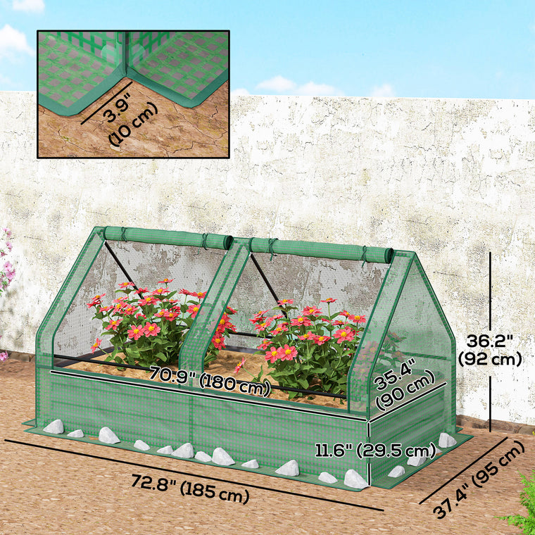 6' x 3' Metal Planter Box with Mini Greenhouse Cover