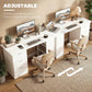 Computer Desk, 47" Writing Table with 3-Tier Shelves and 3 Reversible Drawers for Home Office, Bedroom, White