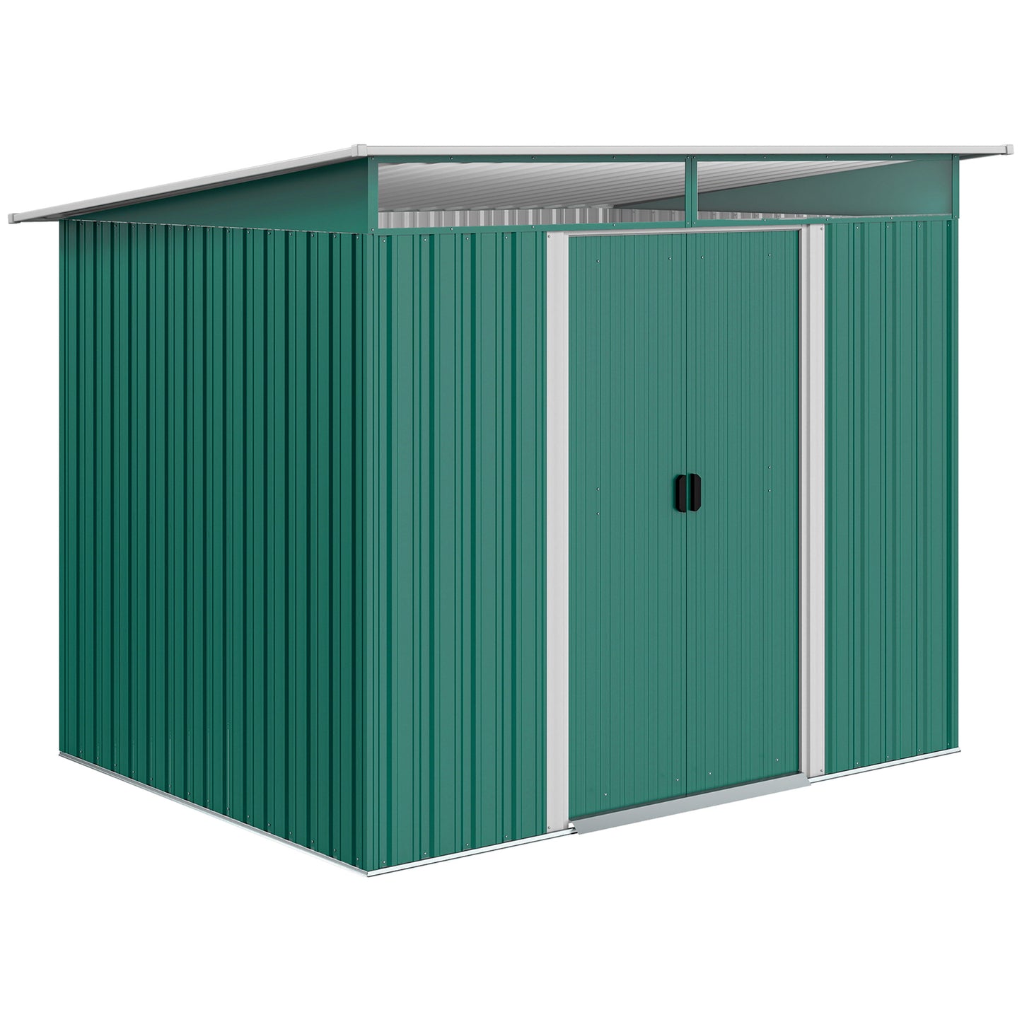 6' x 8.5' Outdoor Metal Garden Shed Utility Tool Storage Steel Backyard House, Dark Green