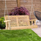 2 Seater Porch Swing Wooden Patio Swing Chair Seat with Cup Holder and Chains Outdoor Swing Bench for Garden Yard, White