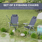Set of 2 Camping Chairs, Beach Chairs with Adjustable Backrest and Headrest, Folding Chair for Outdoor, Dark Blue