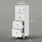 4 Drawer File Cabinet with Lock, Office Filing Cabinet, A4 Letter Size, Hanging File Folders, White