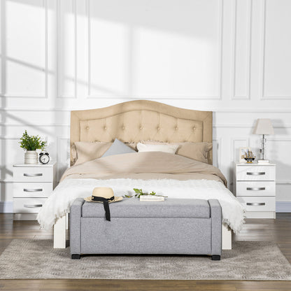 High Gloss Nightstands Set of 2 with 3 Drawers - White