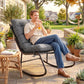 Outdoor Rocking Chair, Oversized Rocking Patio Chair with 25" Extra Wide Mesh Seat and Cushion, Dark Grey
