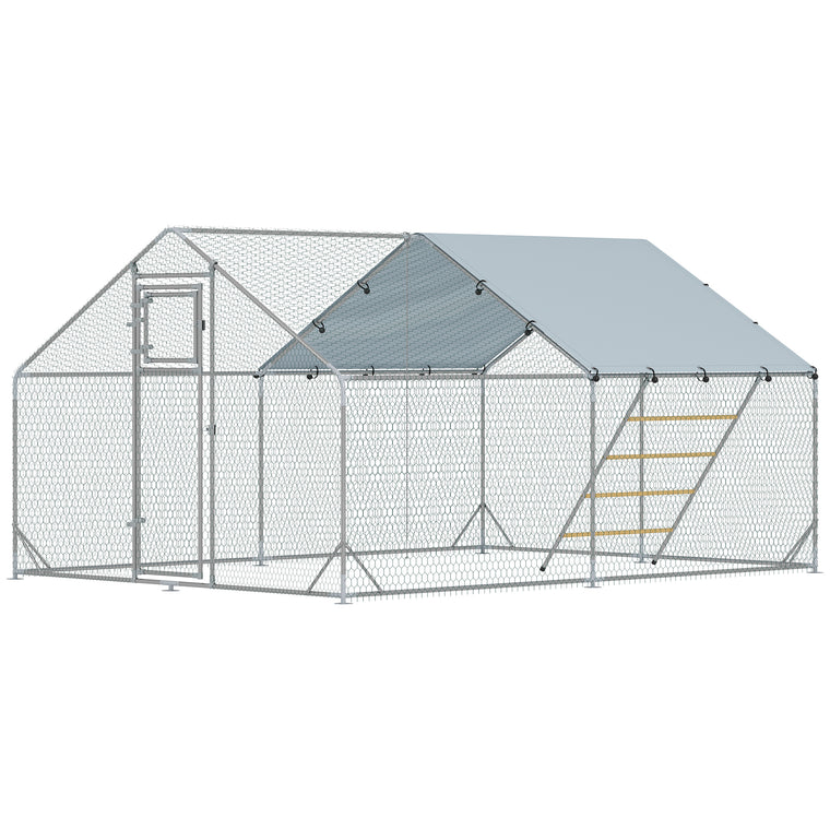 Large Metal Chicken Run with Waterproof Cover for 12-18 Chickens