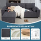Corduroy L-Shape Corner Sectional Sofa - Charcoal Grey