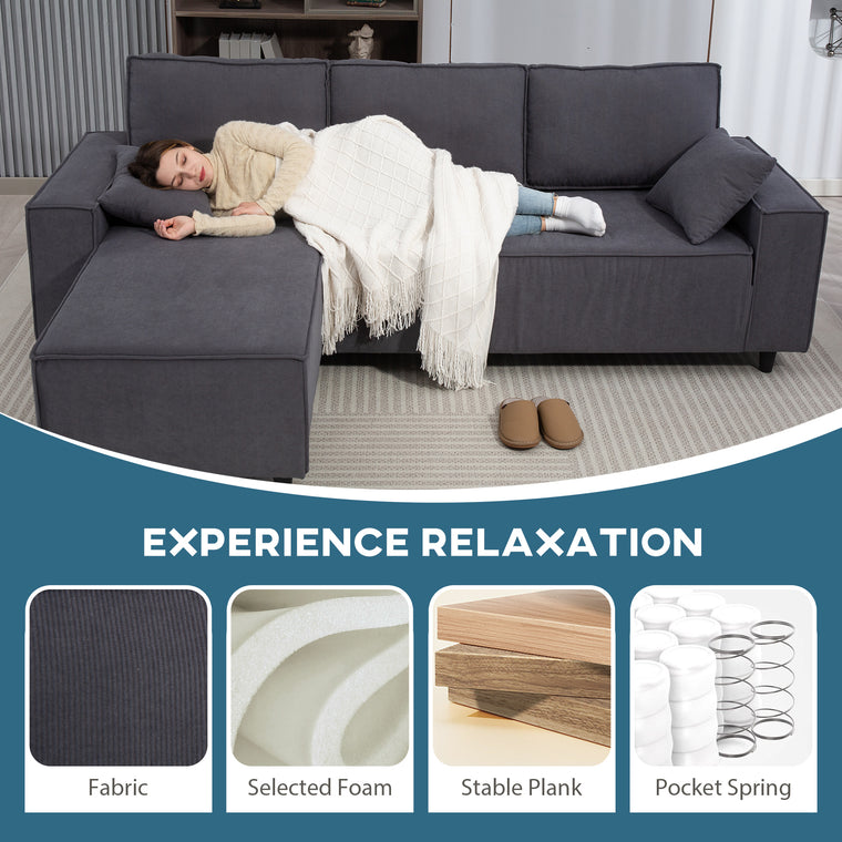 Corduroy Corner Sectional with Changeable Chaise