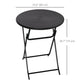 Folding Outdoor Coffee Table, 23.6" Round Patio Table with Wood-Effect HDPE Top for Balcony, Garden, Backyard, Dark Grey