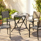 Foldable Round Patio Table for 4, Outdoor Dining Table with HDPE Tabletop and Steel Frame, Dark Grey