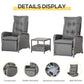 3 Pieces Patio Wicker Bistro Set, PE Rattan Coffee Table & Adjustable Recline Chairs Furniture Set with Cushions and Wood Grain Plastic Top, Grey