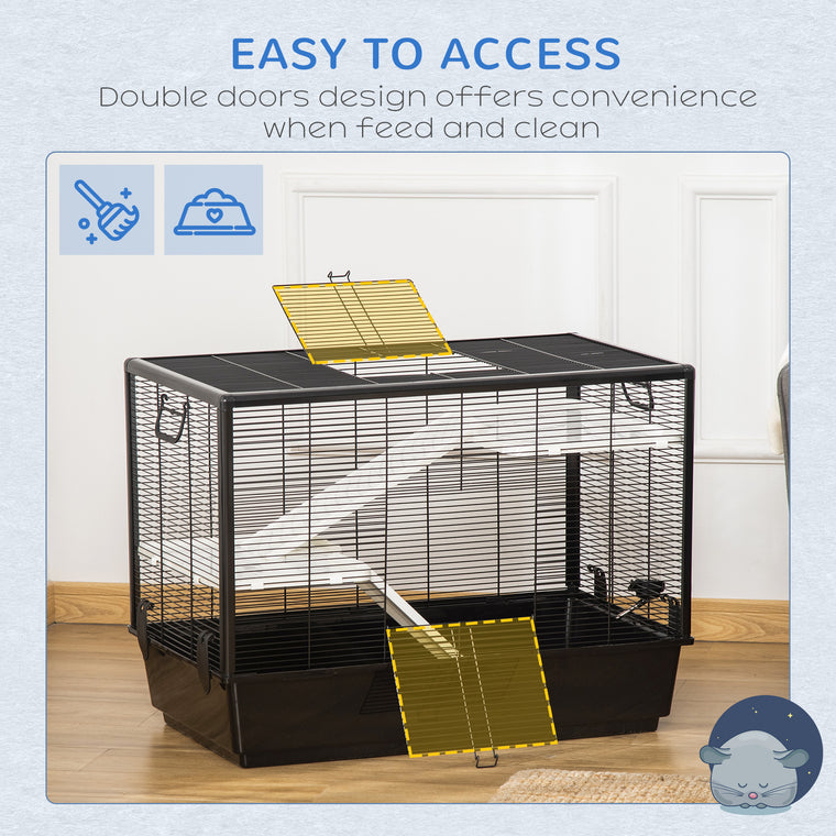 31.5" x 19" x 23" Black 3-Tier Hamster & Guinea Pig Cage