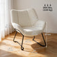 Accent Chair, Sherpa Fleece Armchair with Wide Backrest and Metal Legs, White