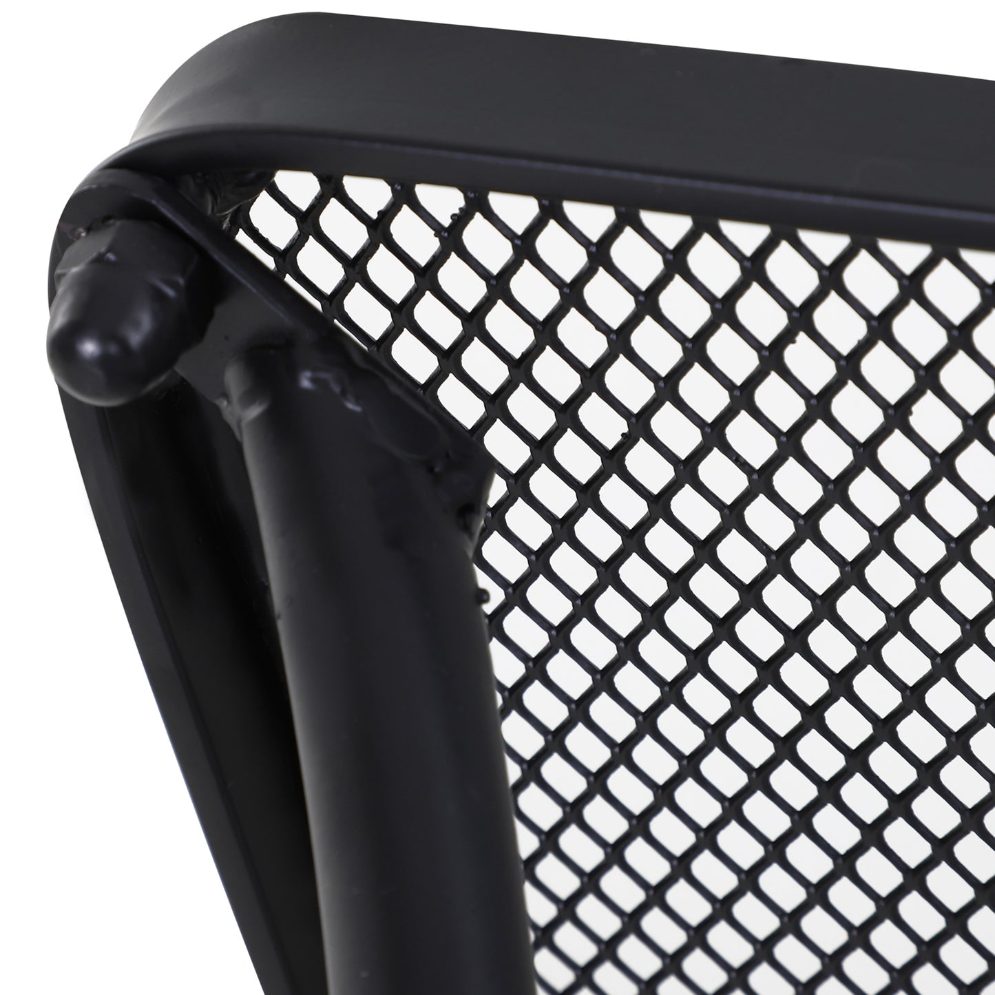 Square Outdoor Side Table, Metal Outdoor Patio Table, Garden Coffee Side Bistro Tables with Mesh Grid Top for Balcony, Porch, Backyard, 17.7" x 17.7" x 19.7", Black