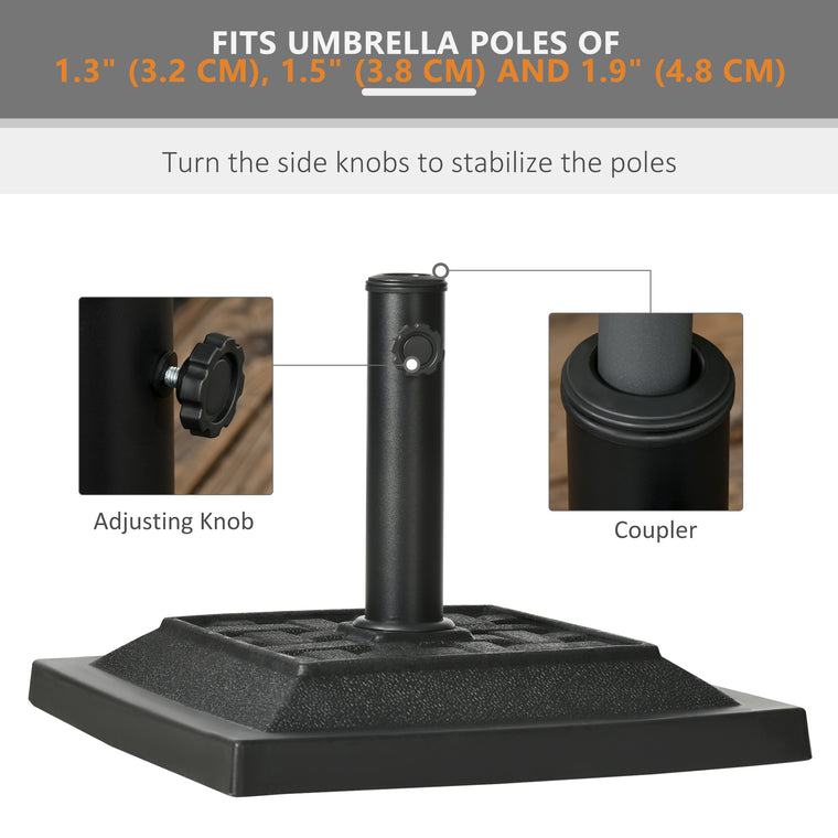 26 lb Black Square Resin Umbrella Base, Heavy Duty