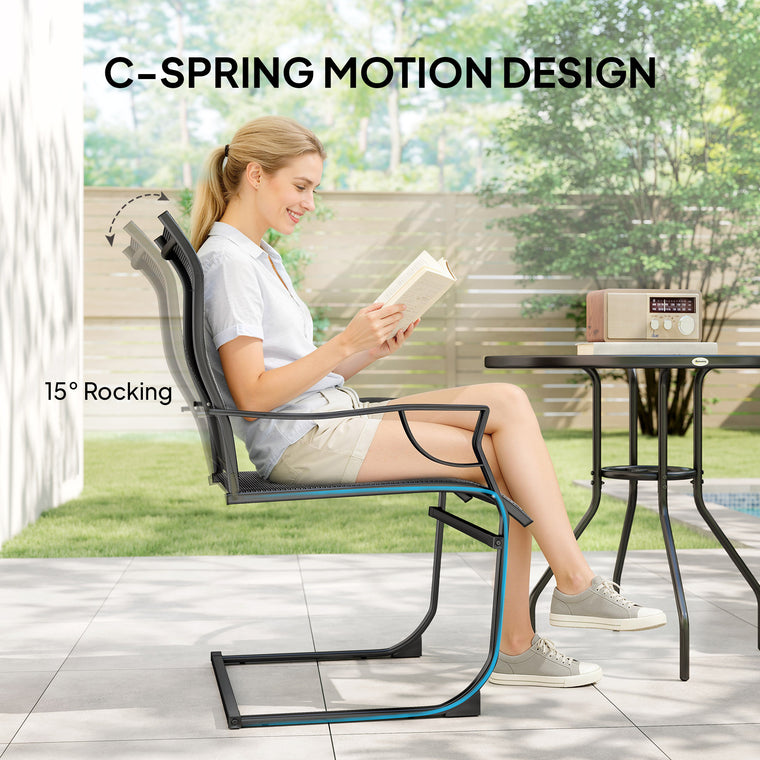 2-Piece C-Spring Motion Chair Set with Curved Backrest