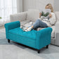 50 Inches Storage Ottoman, Upholstered Bedroom Bench with Rolled Arms and Button Tufted Storage, Teal