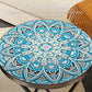 Mosaic Outdoor Patio Side Table, 14" Round Folding Outdoor Coffee Table with Steel Frame for Balcony Deck Patio Terrace, Mixed Colour