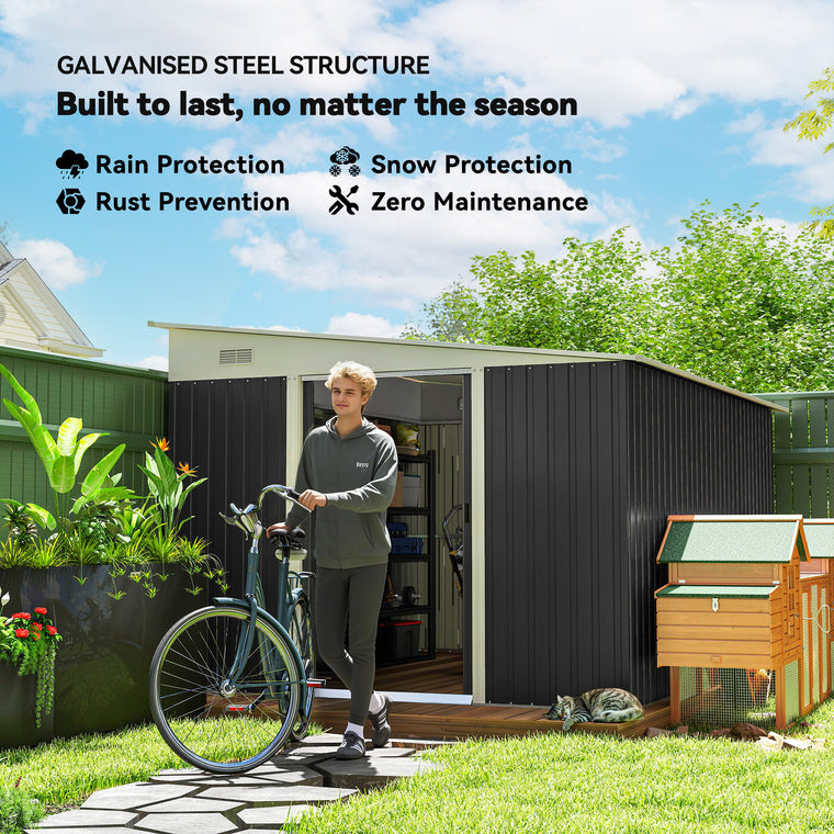 11' x 9' Steel Garden Shed with Double Sliding Doors