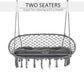 Patio Hammock Chair 2 Seat, Hanging Rope Hammock Swing Chair with Metal Frame and Cushion, Large Macrame Seat for Indoor and Outdoor 396 lbs Capacity, Dark Grey