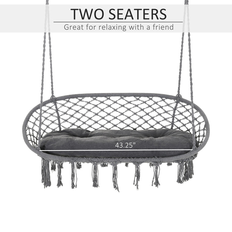 Dark Grey 2-Seat Hammock Chair with Metal Frame