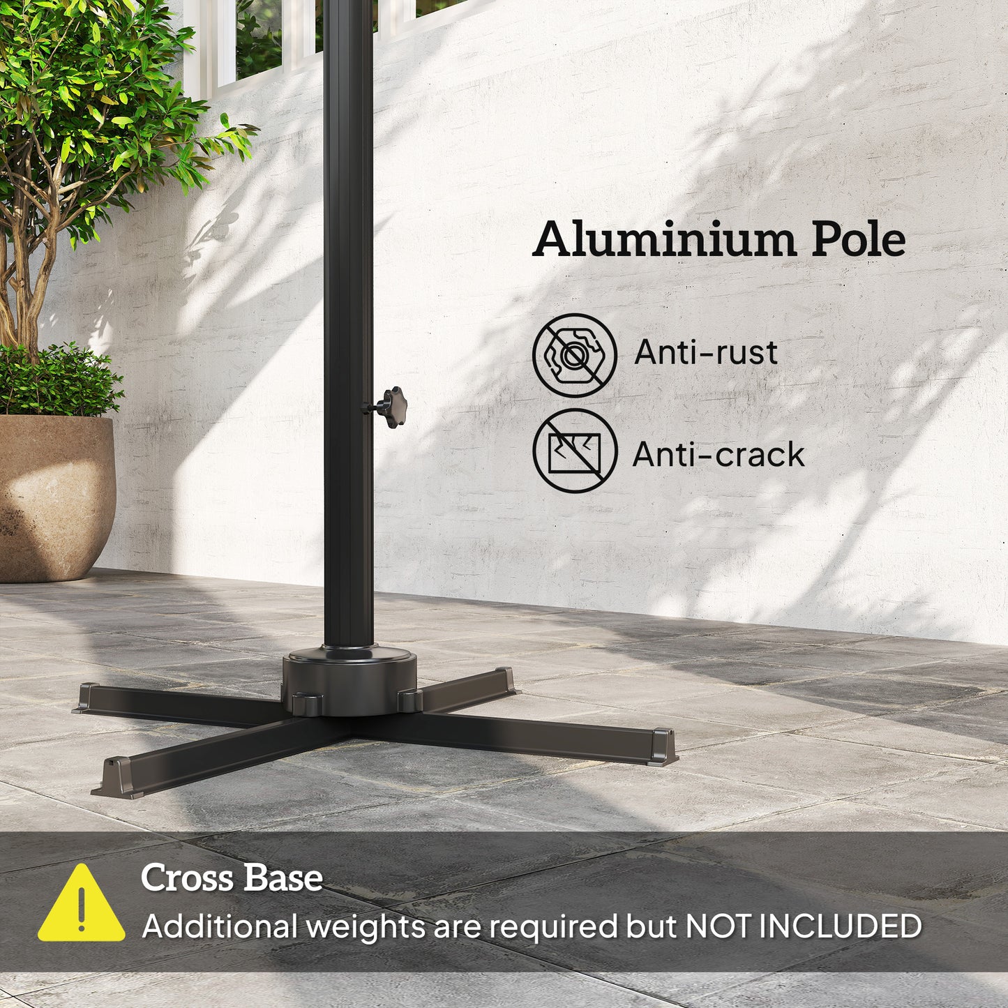 8 FT Aluminium Cantilever Patio Umbrella with 360° Rotation, Cross Base, Crank and Tilt for Garden, Patio, Dark Grey