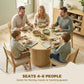 Round Dining Table for 4-6, 47 Inch Kitchen Table with Fluted Pedestal Base, for Kitchen Living Room Dining Room, Natural
