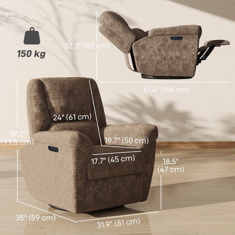 Swivel Power Recliner Chair with USB and Rocking