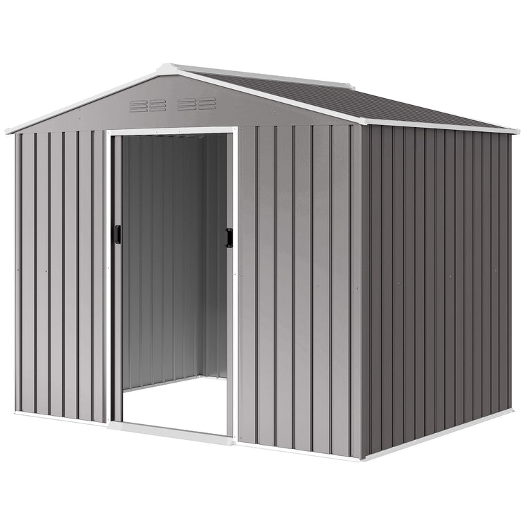8' x 6' Metal Storage Shed with Lockable Sliding Doors and Vents