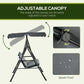 3-Seater Outdoor Porch Swing with Adjustable Canopy, Patio Swing Chair for Garden, Poolside, Backyard, Grey and White