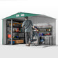 9.1' x 6.4' x 6.3' Garden Storage Shed w/ Foundation Kit Metal Tool Storage House w/ Double Doors Green