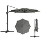 10' Offset Patio Umbrella Cantilever Umbrella with Aluminium Pole 360° Rotation and Tilt Adjustment, Grey