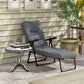 Folding Outdoor Lounge Chair with Cushion, Adjustable Backrest, Reclining Patio Garden Chair with Footrest, Wine Red