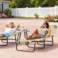 Outdoor Folding Lounge Chair, Steel Tanning Chair with Reclining Back, Breathable Mesh for Beach, Yard, Patio, Cream