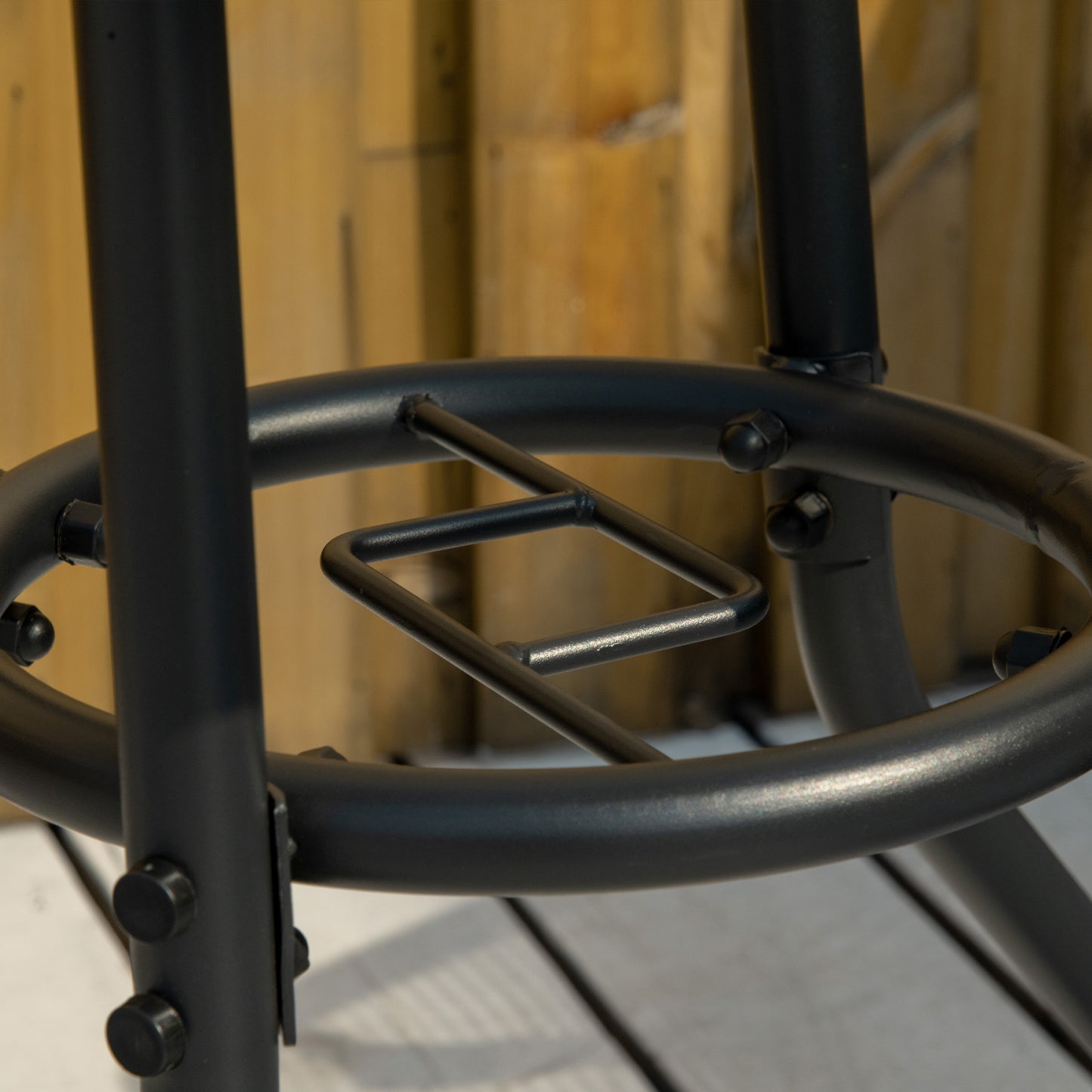 31.5" Round Outdoor Dining Table Coffee Side Bistro Table with Umbrella Hole, Glass Top, Steel Frame for Garden, Patio