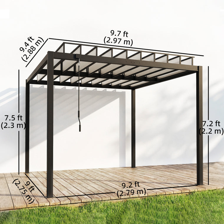 9.5' x 10' Aluminum Louvered Pergola with PC Roof
